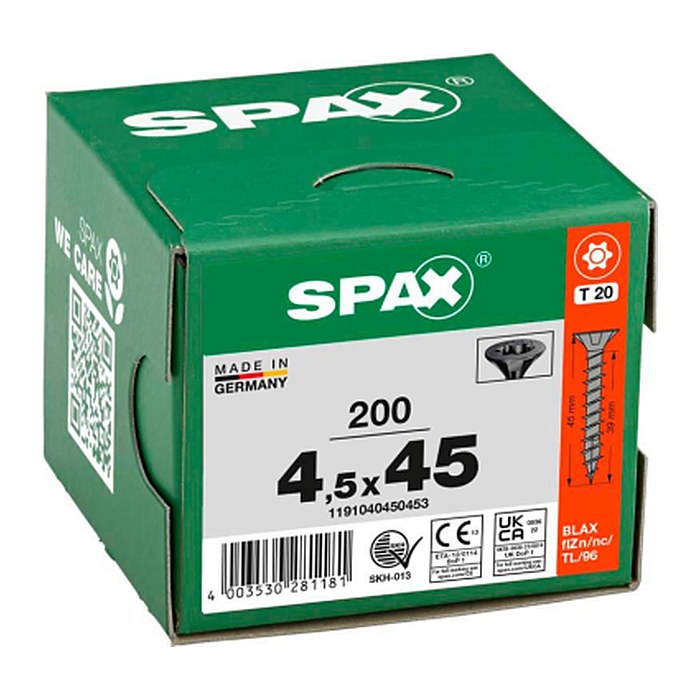 SPAX® Universalschrauben T20 Senkkopf BLAX 1191040450453 4,5 mm x 45 mm, 200 St.
