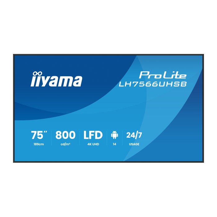 IIYAMA 189.0cm(75") LH7566UHSB-B1AG 16:9 2xHDMI+USB-C VA (Speditionsversand)