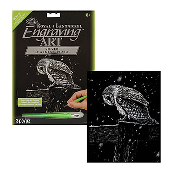 PRACHT® Creatives Kratzbild Eule silber