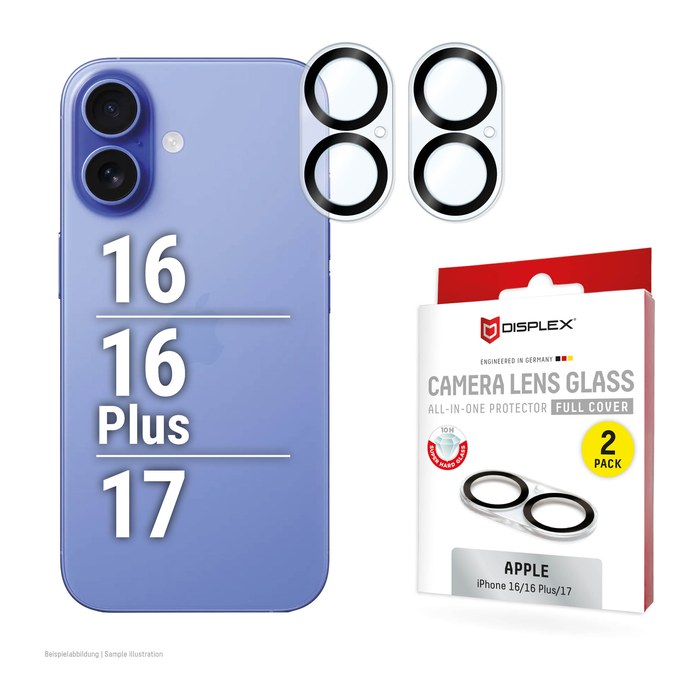 DISPLEX® Camera Lens Glass Kamera-Schutzgläser für Apple iPhone 16, iPhone 16 Plus, 2 St.