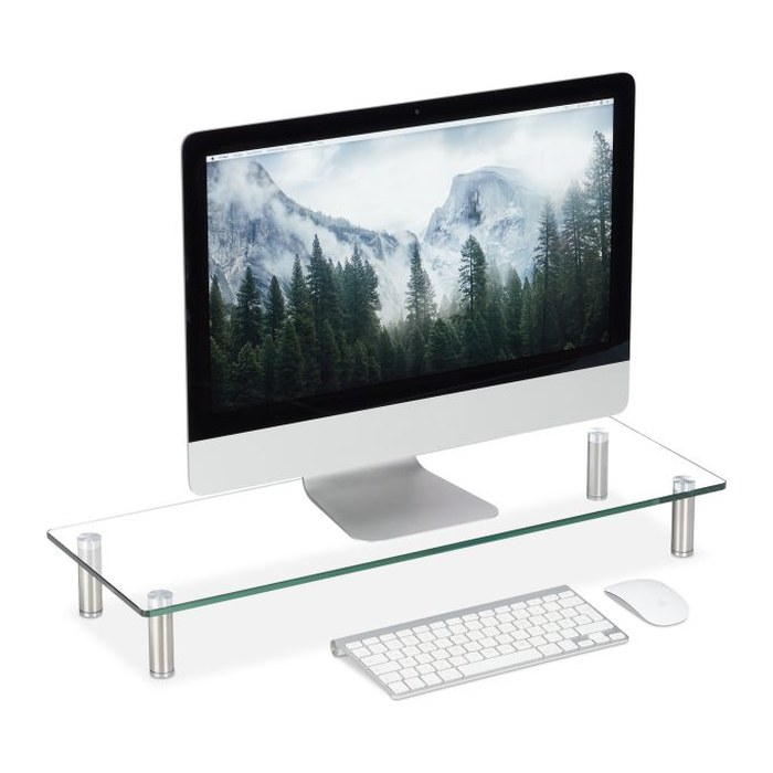 relaxdays Monitorständer silber, transparent