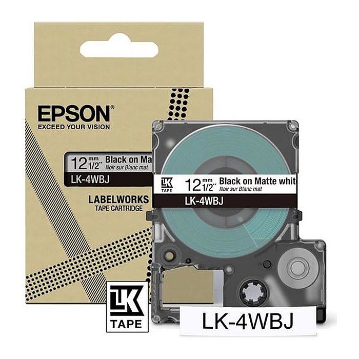 EPSON Schriftband LK LK-4WBJ C53S672062, 12 mm, schwarz auf weiß, 1 St.