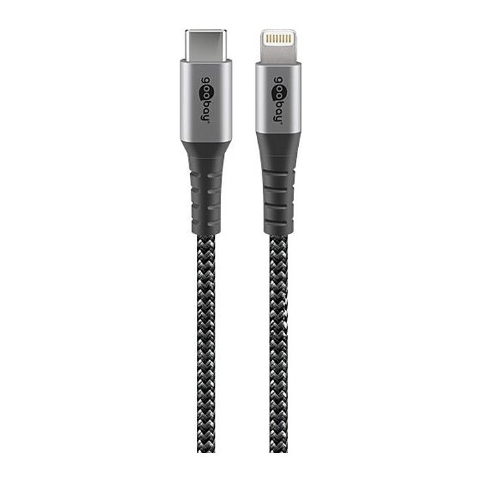 goobay Lightning/USB C Kabel 2,0 m grau, schwarz, 1 St.
