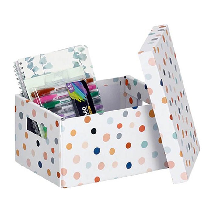 Zeller Dots Aufbewahrungsbox weiß, mit Punkten, 1 St.