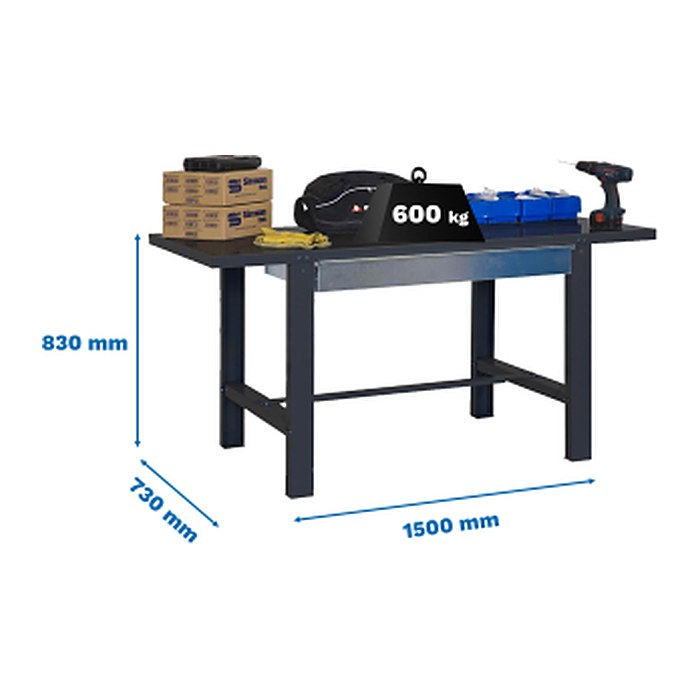 Simonrack Werkbank SIMONWORK BT6 BOX anthrazit 1 Schublade 150,0 x 73,0 x 83,0 cm