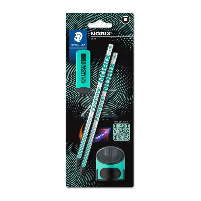 STAEDTLER Norix® Bleistifte HB silber,franch green mit Radierer, 1 Set