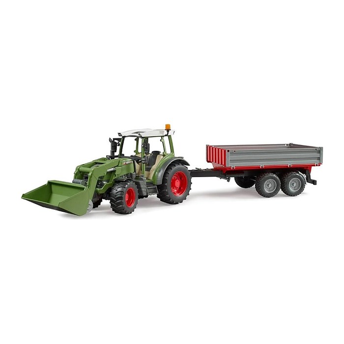 bruder Fendt Vario 211 Traktor mit Frontlader und Bordwandanhänger 02182 Spielzeugauto