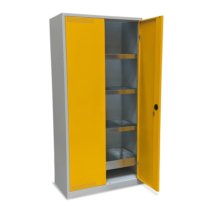 Umweltschrank (920 mm Breit) mit 4 Wannen (Türen Signalgelb)