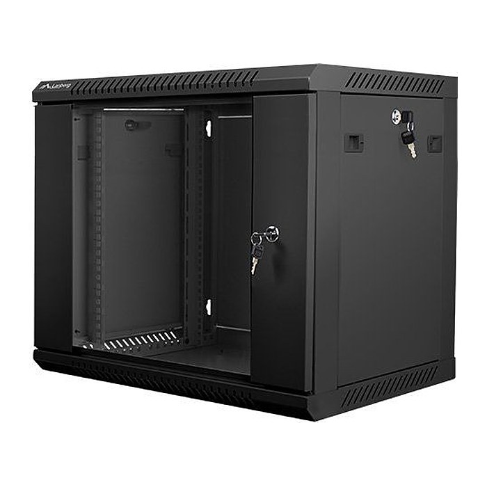 LANBERG 19" 9U 600x450 Wandgehäuse Glastür V2 (FlatPack) sw