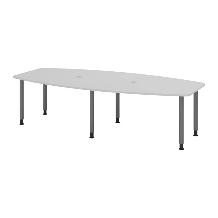 HAMMERBACHER Konferenztisch KT28C lichtgrau Tonnenform, Rundrohr grau, 280,0 x 85,0/130,0 x 72,0 - 74,0 cm