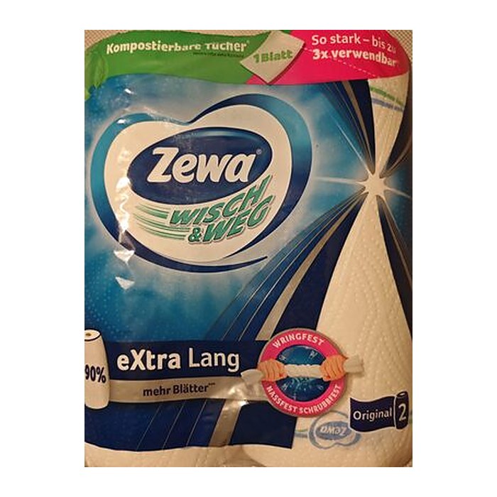 Zewa Küchenrollen WISCH&WEG eXtra Lang Original 2-lagig, 2 Rollen