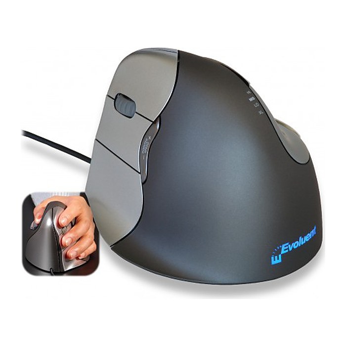BAKKER ELKHUIZEN Evoluent 4 Maus ergonomisch kabelgebunden grau, schwarz, silber