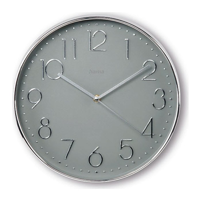 hama Wanduhr Korsika grau silber Kunststoff, Ø 30,0 cm