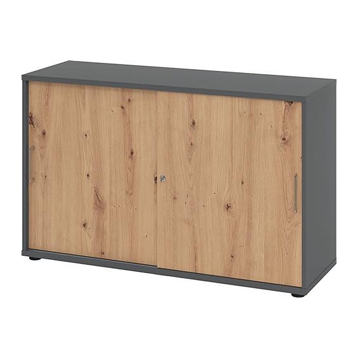 HAMMERBACHER Schiebetürenschrank 1752S, V1752S/G/R/BS grafit, asteiche 1 Fachboden 120,0 x 40,0 x 74,8 cm