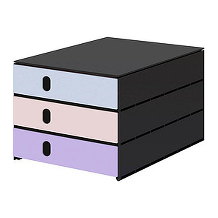 styro Schubladenbox styroval pro feelings Candlelight hellblau, hellrosa, helllila 14-8050.Ca, DIN A4 mit 3 Schubladen, 1 St.