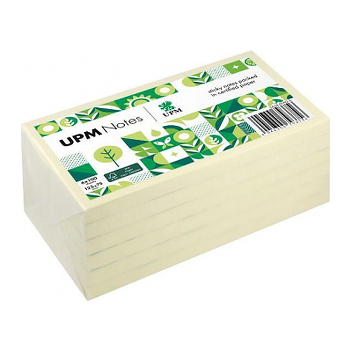 UPM Notes Haftnotizen doppelte Haftung gelb, 6 Blöcke