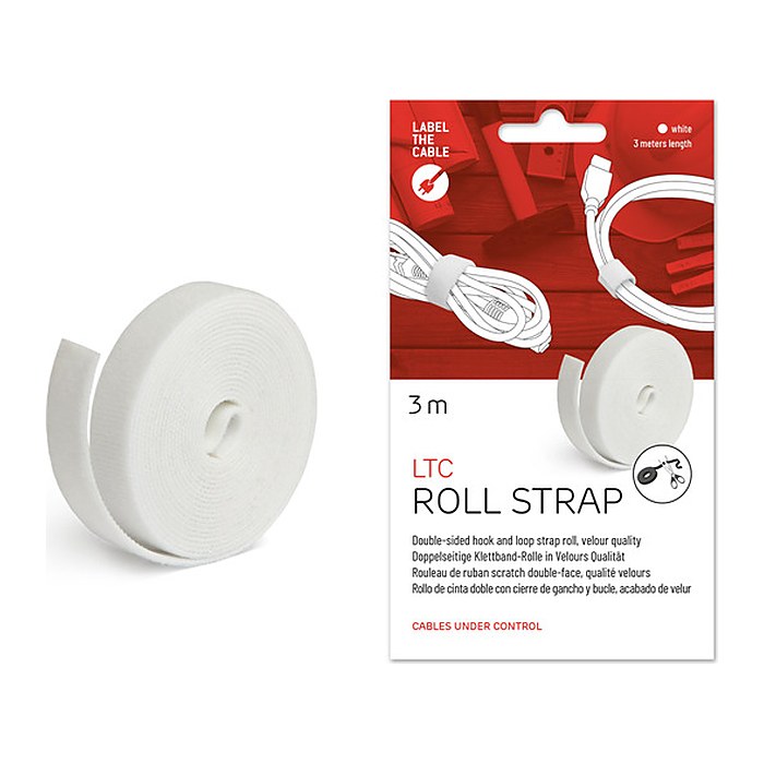 LABEL THE CABLE Klettband ROLL STRAP weiß 3,0 m x 1,6 cm, 1 St.