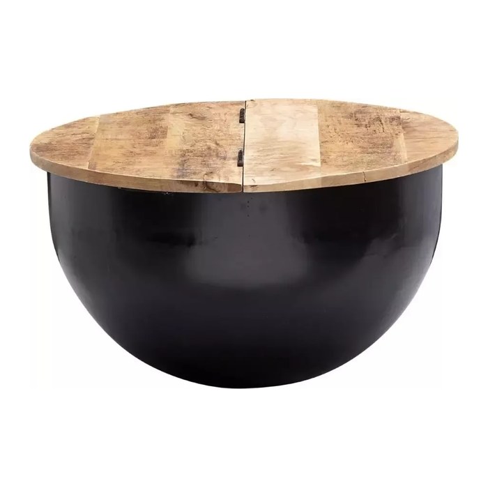 WOHNLING Couchtisch rund Massivholz schwarz 60,0 x 60,0 x 34,0 cm, 1 St.