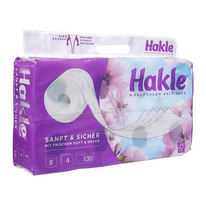 Hakle Toilettenpapier Sanft & Sicher 4-lagig, 8 Rollen
