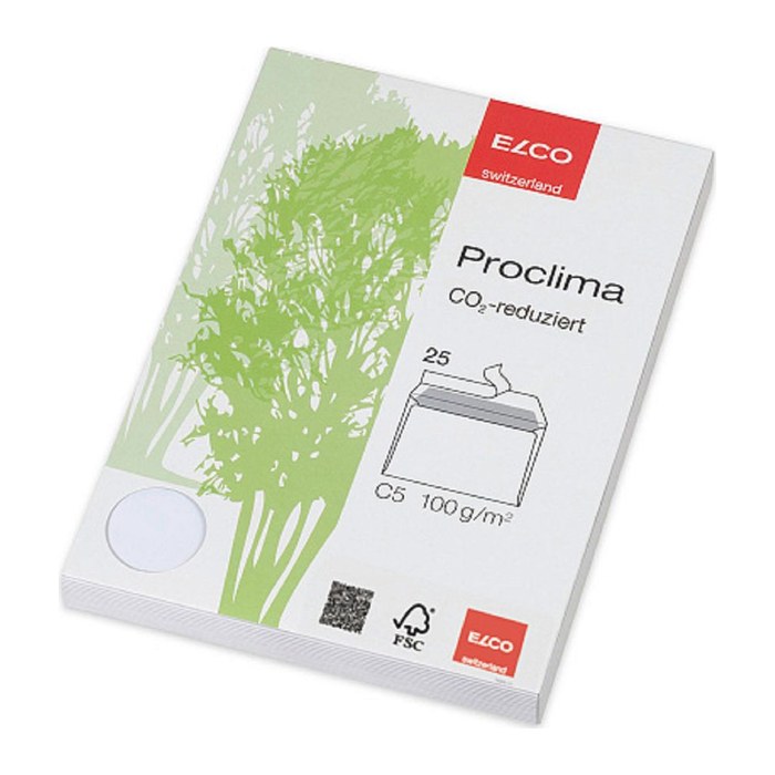 ELCO Briefumschläge Proclima DIN C5 ohne Fenster weiß haftklebend 25 St.