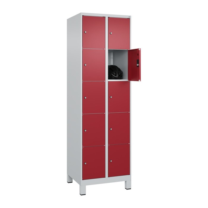 CP Schließfachschrank Classic Plus lichtgrau, rubinrot 080010-205 S10001, 10 Schließfächer 60,0 x 50,0 x 195,0 cm