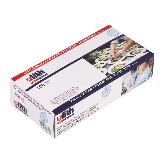 Ulith unisex Einmalhandschuhe transparent Größe L, 100 St.