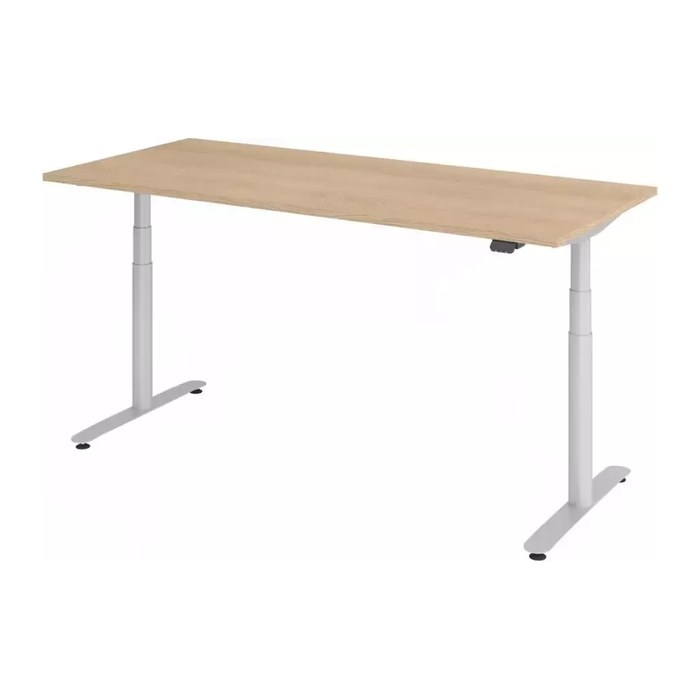 HAMMERBACHER VXDLR19 elektrisch höhenverstellbarer Schreibtisch eiche rechteckig, T-Fuß-Gestell silber 180,0 x 80,0 cm