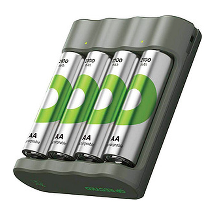 GP B441U + B441D 4-Port USB-Akku-Ladegerät inkl. Akkus