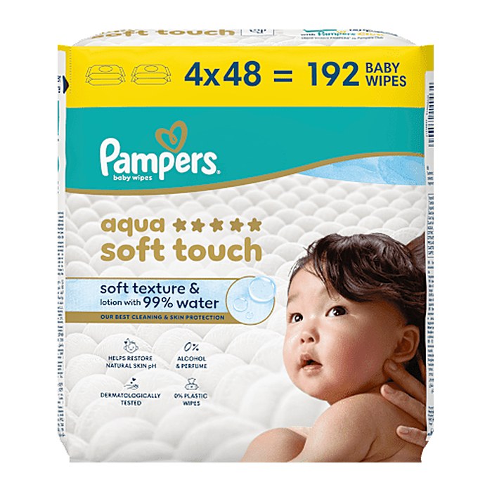 Pampers® Feuchttücher Baby Wipes 1-lagig weiß, 192 St.