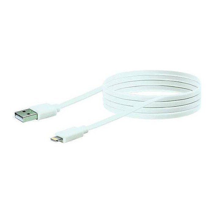 Schwaiger USB Kabel 2.0 Apple Lightning 2m Flachkabel Weiß