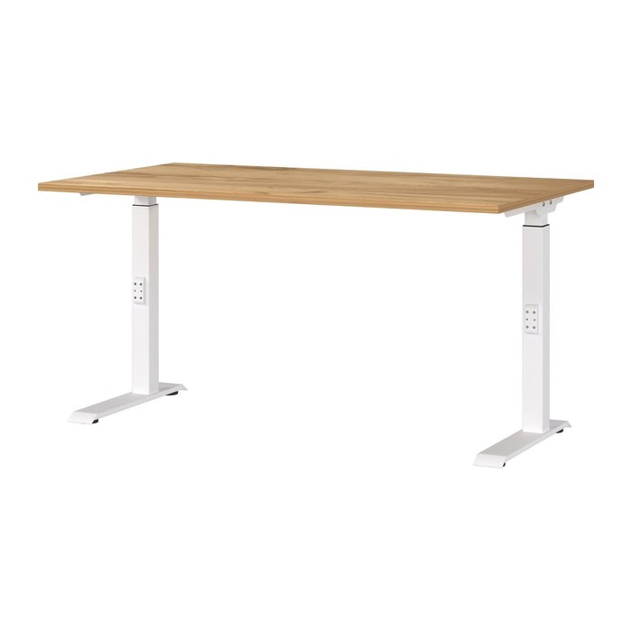 GERMANIA DOWNEY höhenverstellbarer Schreibtisch navarra-eiche rechteckig, C-Fuß-Gestell weiß 140,0 x 80,0 cm