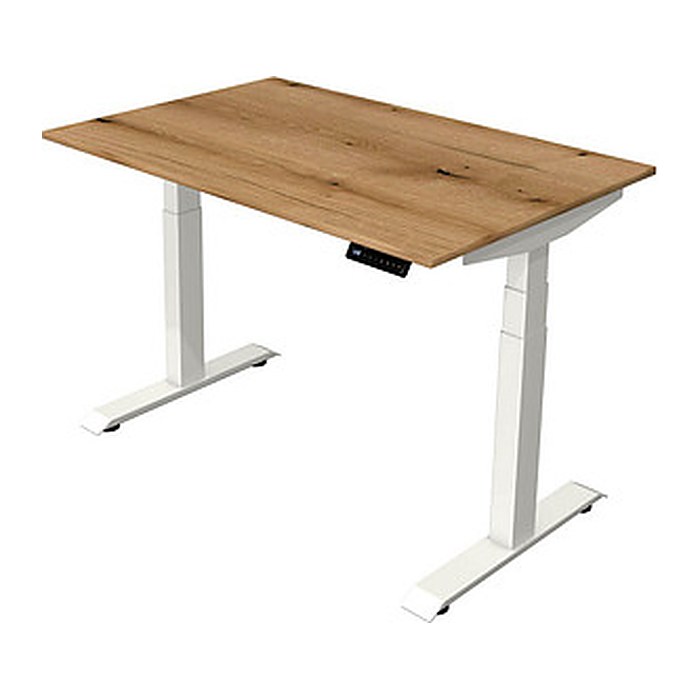 Kerkmann Move 4 elektrisch höhenverstellbarer Schreibtisch eiche rechteckig, T-Fuß-Gestell weiß 120,0 x 80,0 cm