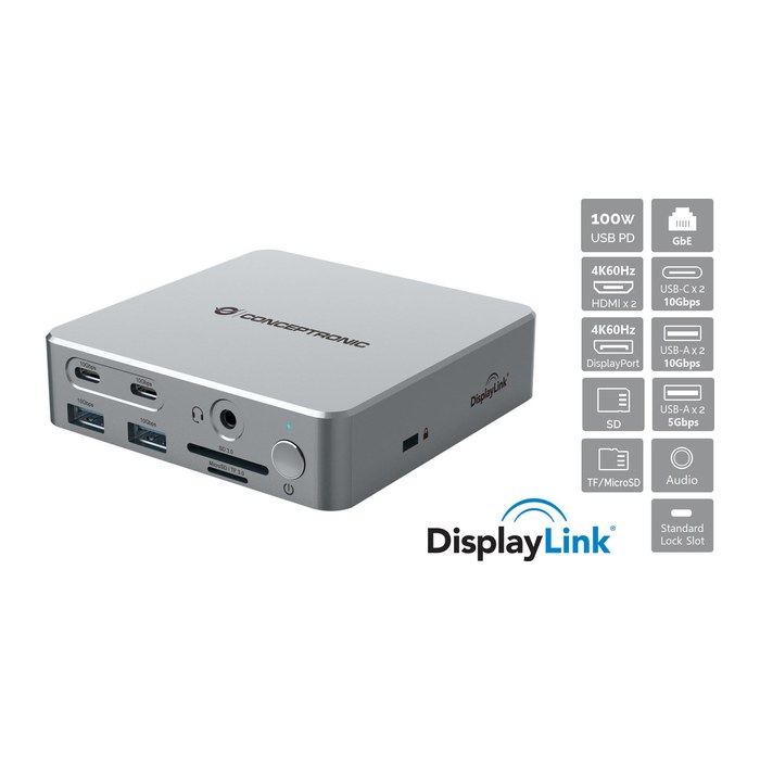 CONCEPTRONIC 15-1 Dock USB-C->2xHDMI/2xUSB-C/4xUSB-A/+80W si