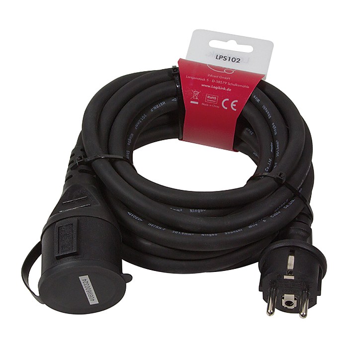 Logilink Strom-Verlängerungskabel 5m schwarz