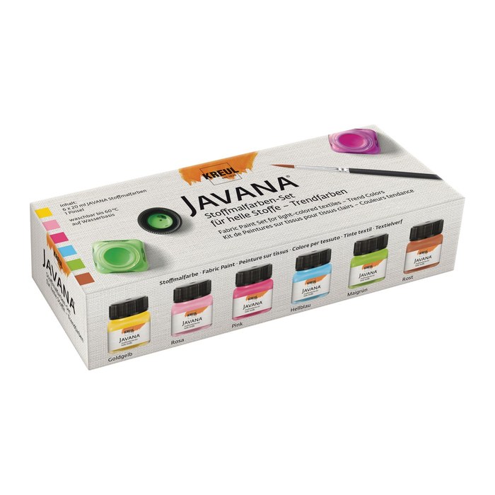 KREUL Javana Trendfarben Stoffmalfarbe farbsortiert 6 x 20 ml, 6 St.