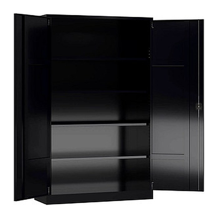 ClassiX Stahlschrank X-530379 tiefschwarz 4 Fachböden 120,0 x 42,0 x 194,5 cm, aufgebaut, 1 St.