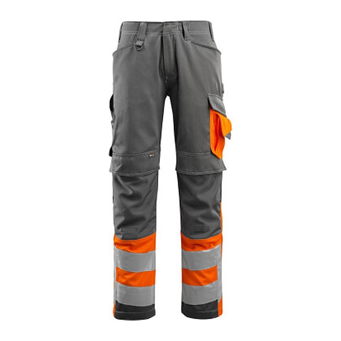 MASCOT® unisex Warnschutzhose Leeds dunkelanthrazit, orange Größe 50