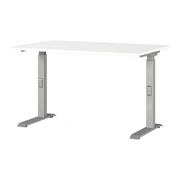 GERMANIA DOWNEY höhenverstellbarer Schreibtisch weiß rechteckig, C-Fuß-Gestell silber 120,0 x 80,0 cm