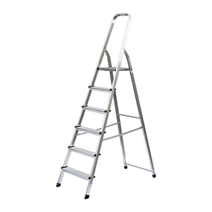 MUNK Stehleiter einseitig 11127 silber 6 Stufen, H: 204,5 cm
