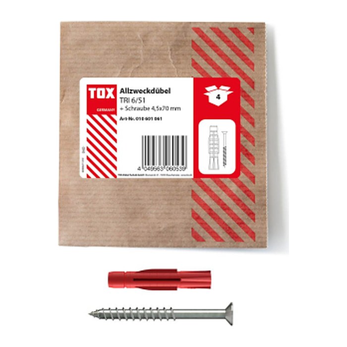 TOX TRI 6/51 010601061 Dübel mit Schrauben Ø 6 mm x 51 mm, 4 St.