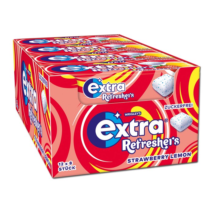 extra® Refreshers STRAWBERRY LEMON Kaugummis 12x 8 Dragees, 12 St.