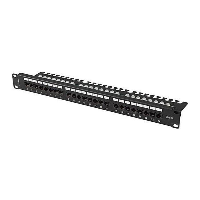 LANBERG 19" Patchpanel 1U 24-Port CAT.6 UTP + Kabelorg. sw