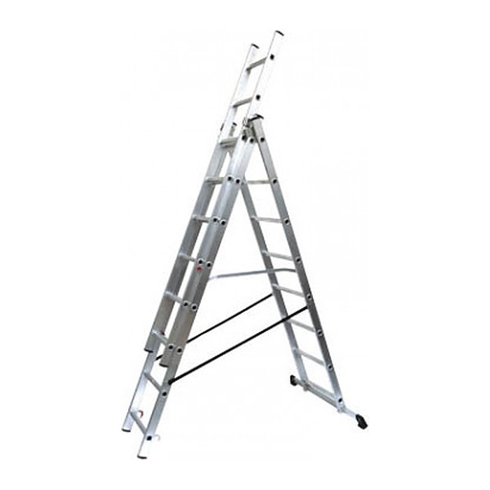 SZ Metall Vielzweckleiter silber 3x 8 Sprossen, H: 489,0 cm
