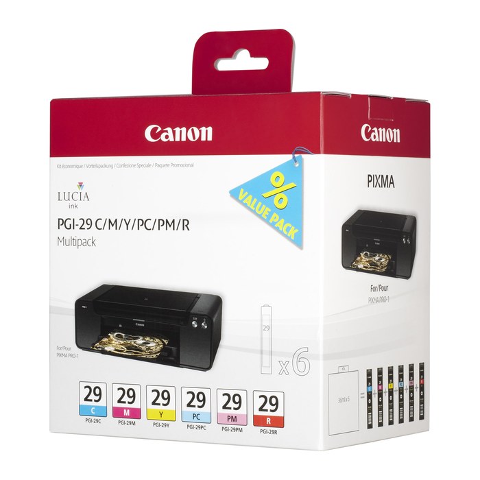 Canon PGI-29 C/M/Y/PC/PM/R cyan, magenta, gelb, Foto cyan, Foto magenta, rot Druckerpatronen, 6er-Set