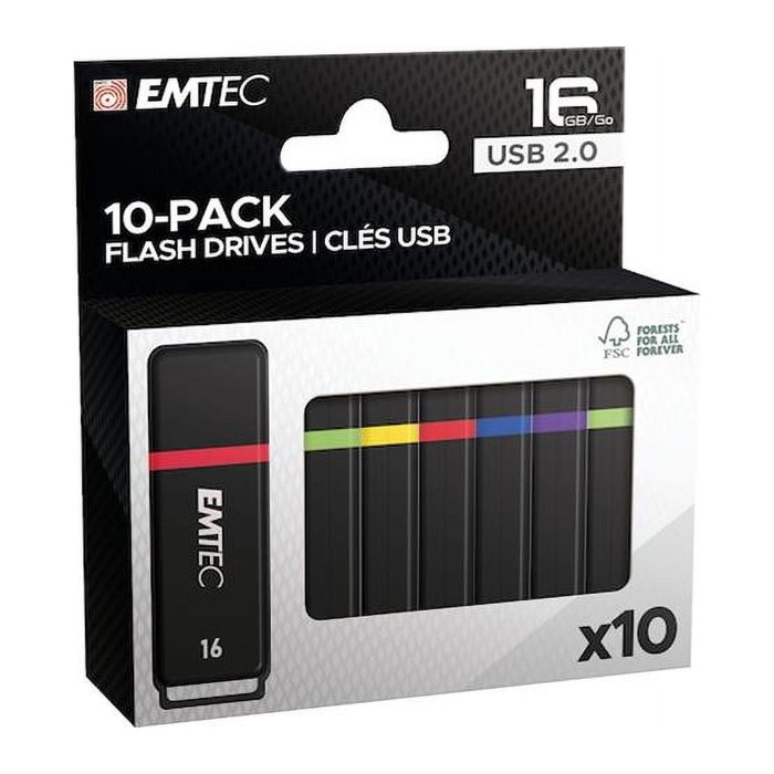 EMTEC USB-Sticks Flash Drives rot, gelb, blau, grün, lila 16 GB, 10 St.