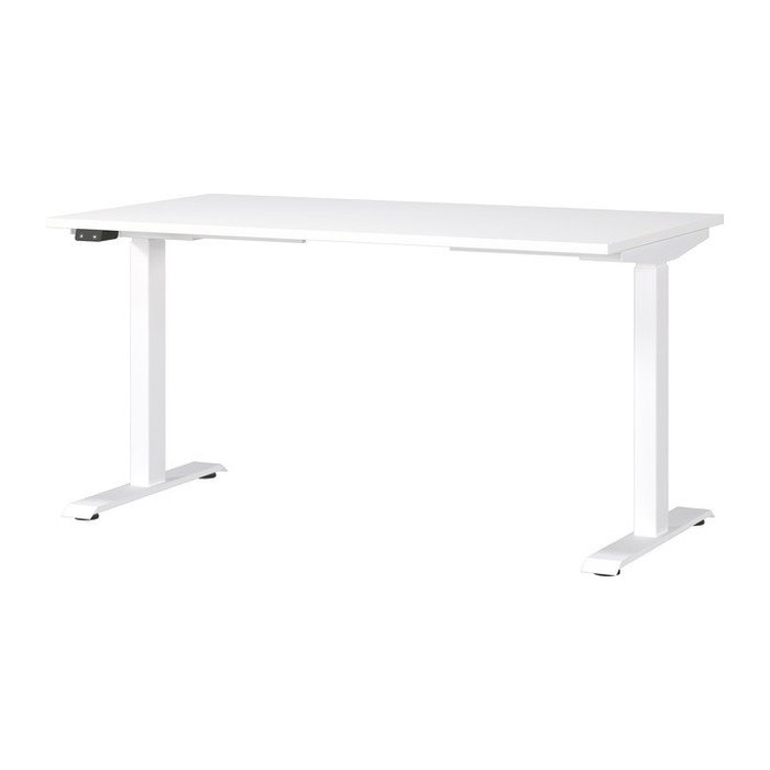 GERMANIA JET höhenverstellbarer Schreibtisch weiß rechteckig, T-Fuß-Gestell weiß 140,0 x 80,0 cm