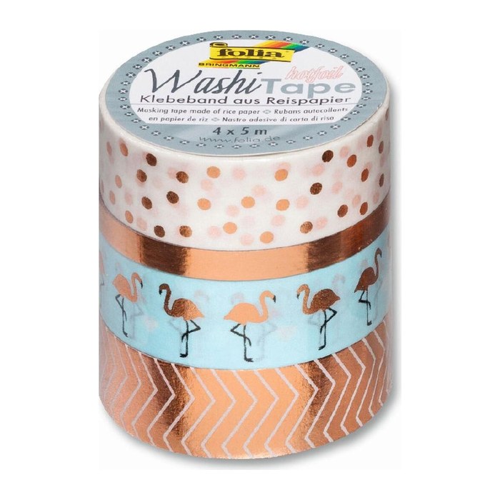 folia Washi Tape HOTFOIL Deko-Klebeband matt 15,0 mm x 5,0 m 4 Rollen