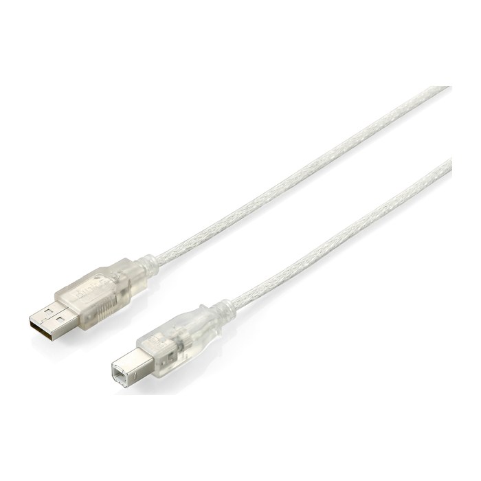 Equip USB2.0 Druckerkabel USB-A->USB-B St/St 1.00m transp. Polybeutel