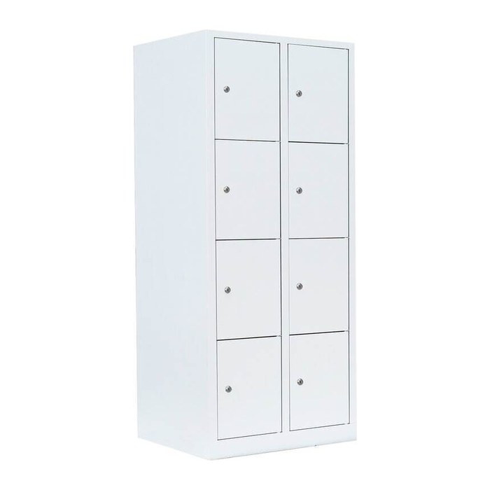 LÜLLMANN Schließfachschrank signalweiß 523427, 8 Schließfächer 80,0 x 50,0 x 180,0 cm