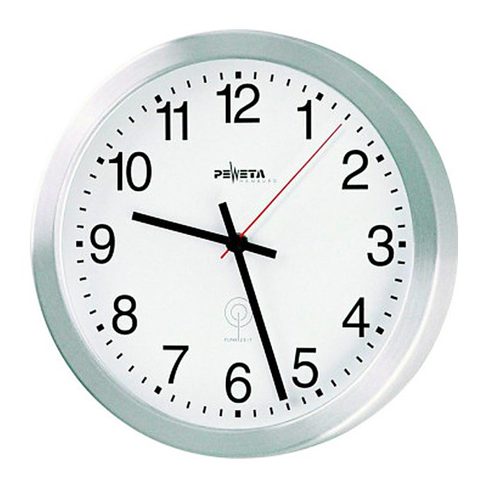 PEWETA Funkwanduhr weiß silber Aluminium, matt, Ø 30,0 cm